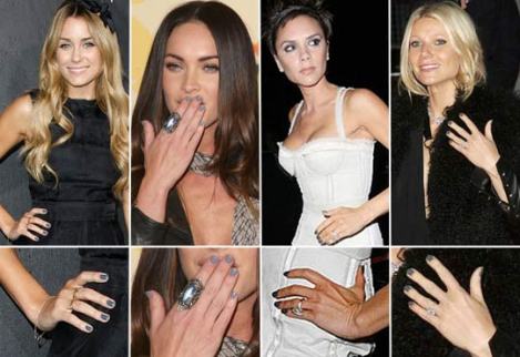 Lauren Conrad, Megan Fox, Victoria Beckham e Gwyneth Paltrow são algumas das celebridades que já circularam com as unhas na cor cinza!
